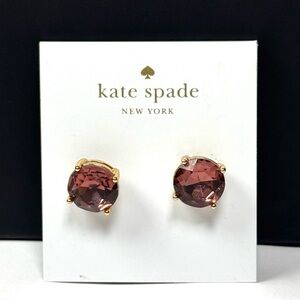 kate spade Gold-Tone Stud Earrings with Mauve/Burgundy Crystals